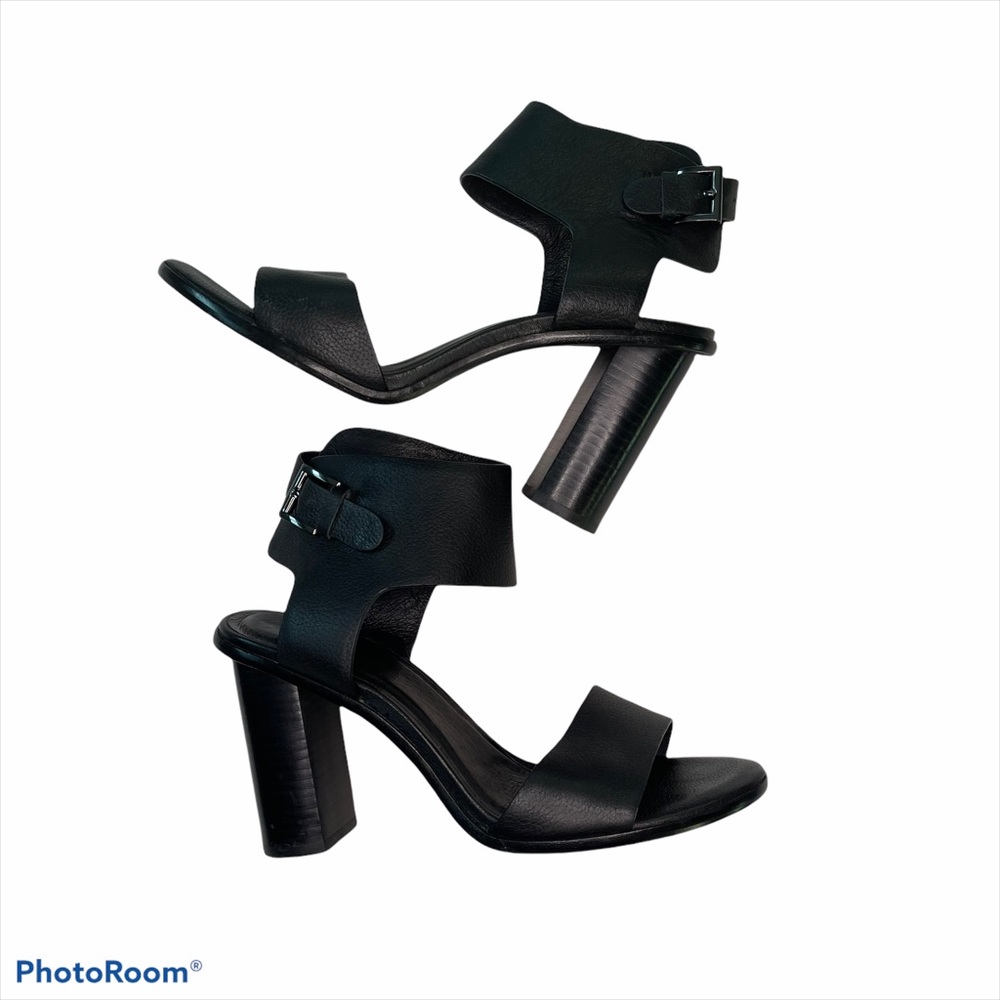 Joie Black Leather Sandal Chunky Heel Ankle Strap